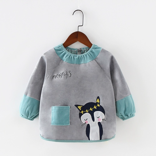 Детский нагрудник, демисезонный водонепроницаемый лонгслив для еды, фартук, анти-грязь, сзади на завязках