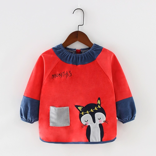 Детский нагрудник, демисезонный водонепроницаемый лонгслив для еды, фартук, анти-грязь, сзади на завязках