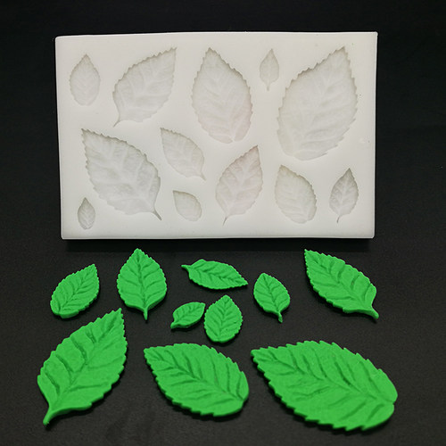 树叶玫瑰花叶翻糖巧克力硅胶模具DIY滴胶黏土手工私家烘焙装饰模 - 图0