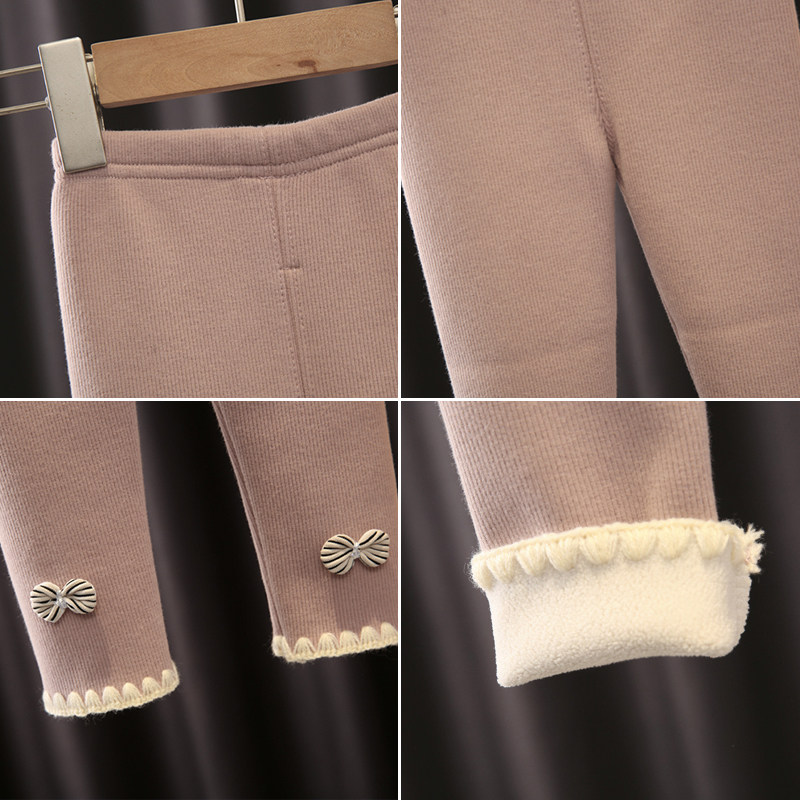 女童加绒春秋冬款婴儿一体绒打底裤 嘿呀竹裤子