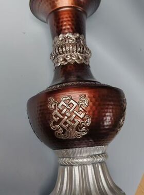 藏式尼泊尔工艺花瓶家用摆件合金材质喇叭口八吉祥民族风复古826