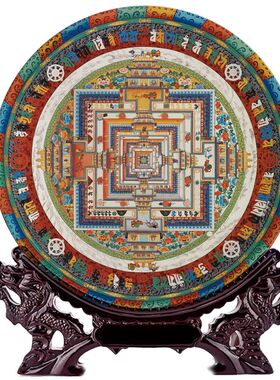 唐卡中式摆件新中式客厅坛城佛堂藏式古风财神轻奢艺术高级中国风