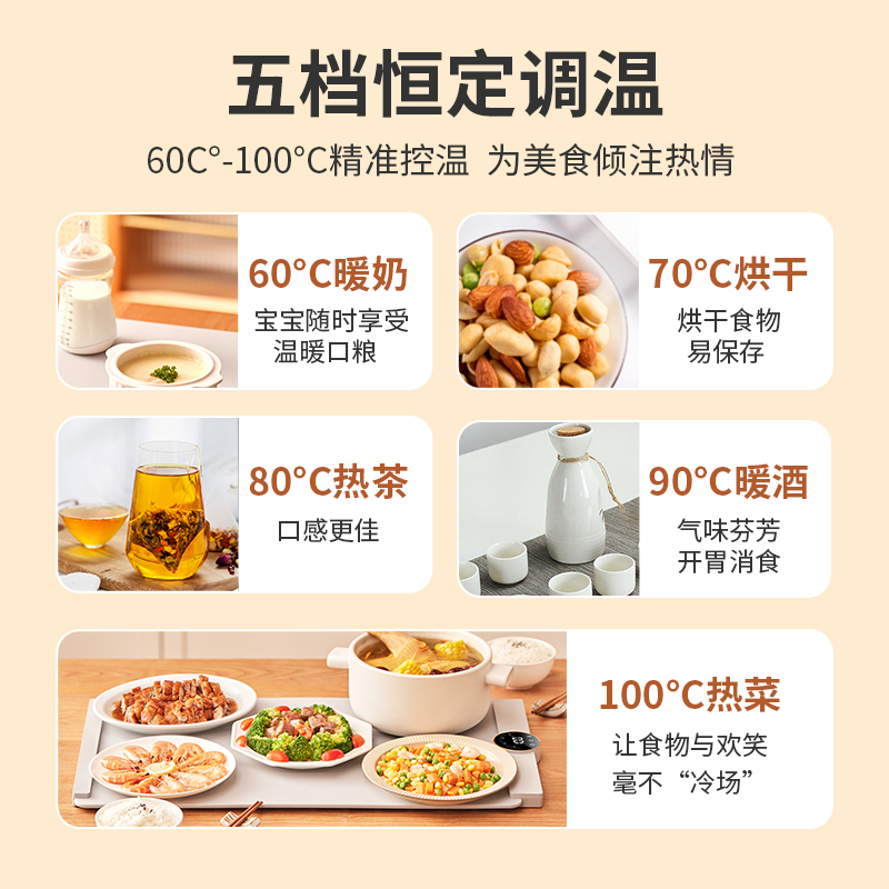 生活元素暖菜板家用热菜板柔性可折叠保温硅胶加热菜板恒温暖菜垫