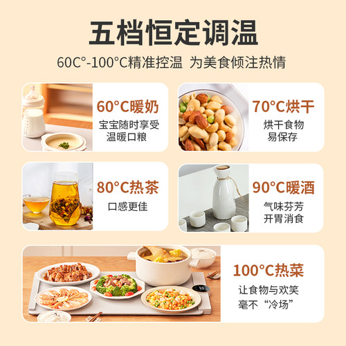 生活元素暖菜板家用热菜板柔性可折叠保温硅胶加热菜板恒温暖菜垫 - 图1