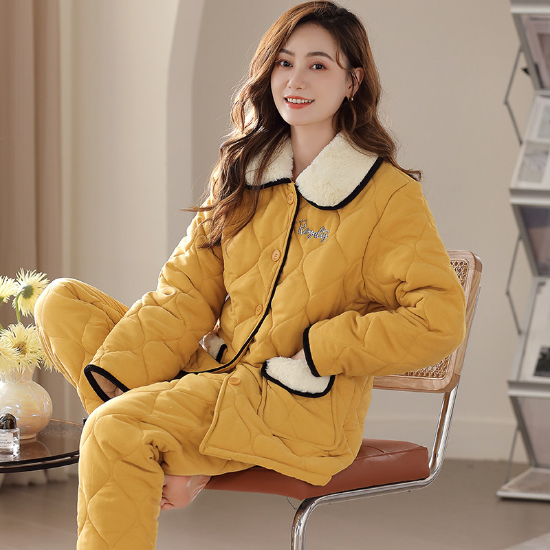 2025年新款睡衣女士冬季冬款珊瑚绒加厚三层夹棉保暖可外穿家居服,淘宝优惠券,粉丝福利购,淘宝优惠卷