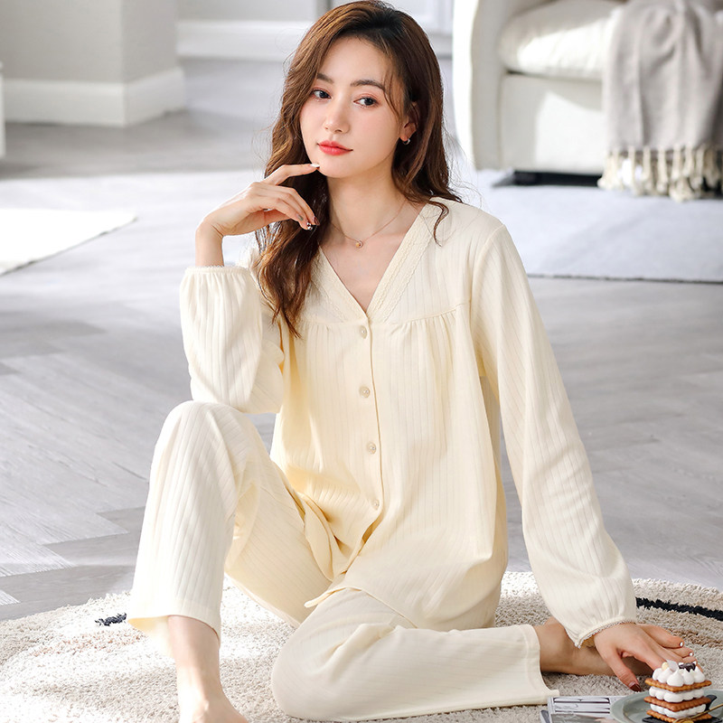 2023年新款春秋季纯棉长袖开衫睡衣 芬颜睡衣/家居服套装