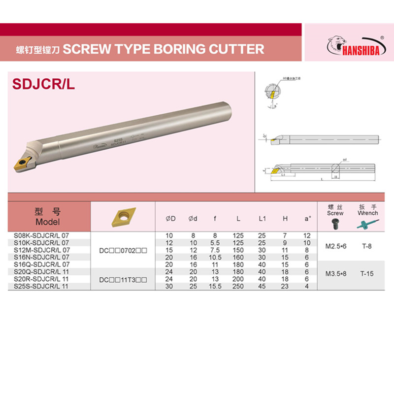 悍狮霸数控93度内径镗刀内孔车刀S12M/S16N/S20Q/S25S-SDJCR刀杆 - 图3