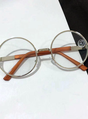 水晶玻璃太阳镜男士圆形复古