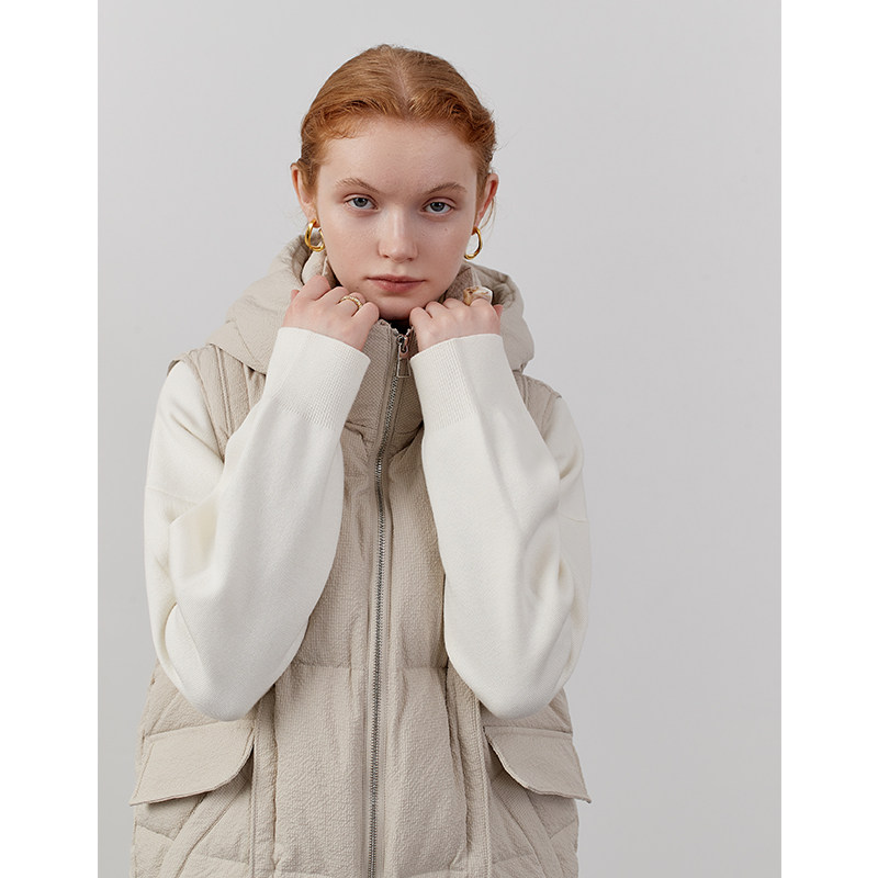 阿cir撞色奶油连帽长款冬季羽绒服 circlofy服饰羽绒服