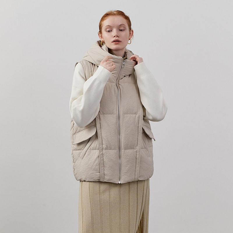 阿cir撞色奶油连帽长款冬季羽绒服 circlofy服饰羽绒服