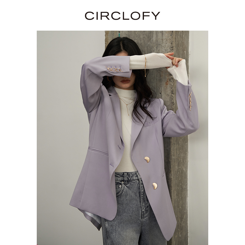 CIRCLOFY瑟夕 薄荷曼波设计感时尚休闲气质西服廓形简约西装外套 - 图1
