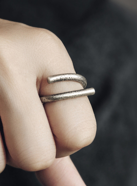 几何复古做旧百搭街头风银饰戒指