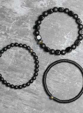 街头风小众饰品兄弟手串黑玛瑙