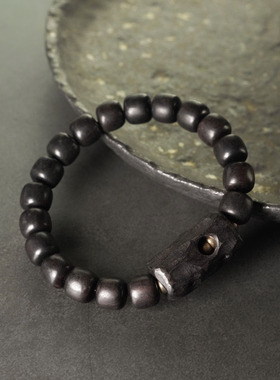 曲尾花原创手工紫光檀木珠串手链