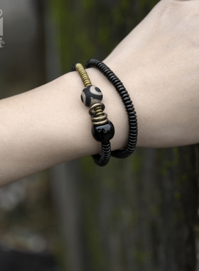 曲尾花原创复古黑檀木