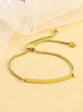 新款简约百搭不锈钢手链女饰品定制可DIY刻字母亲节手镯礼物