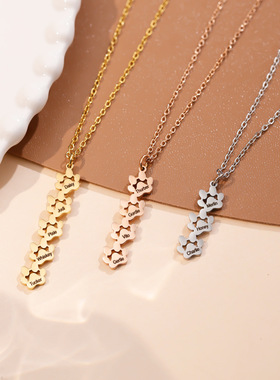 亚马逊新款女士项链不锈钢猫宠物爪子diy刻字不掉色手链饰品礼物