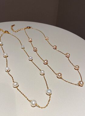 钛钢配件韩国简约潮淡水珍珠项链女锁骨链颈链少女气质时尚项饰女