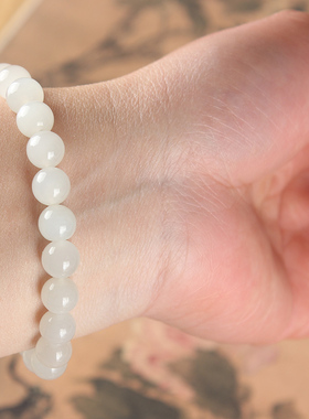 天然玉石和田玉白玉手链手串A货