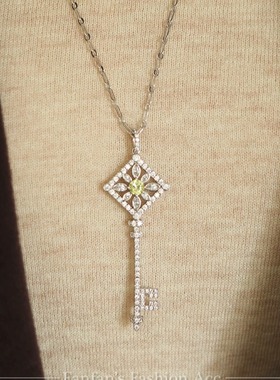 秋冬设计感闪钻长款锆石镶嵌项链