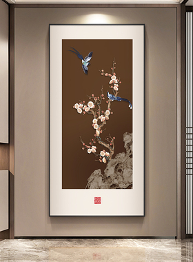 喜气盈门玄关装饰画新中式入户正对门挂画红色寓意好走廊过道壁画