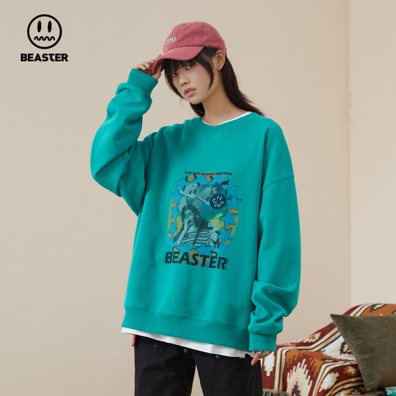 beaster小恶魔鬼脸复古美式潮卫衣 beaster卫衣