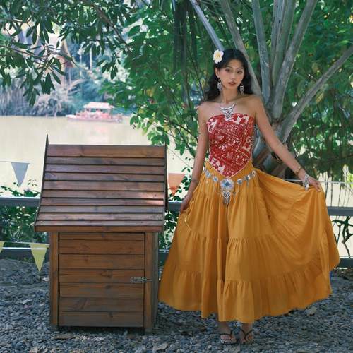 猫之旅店 波西米亚风印花抹胸上衣女显瘦百搭度假风背心8色可选 - 图0