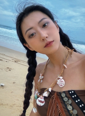波西米亚风手工贝壳项链可当发饰