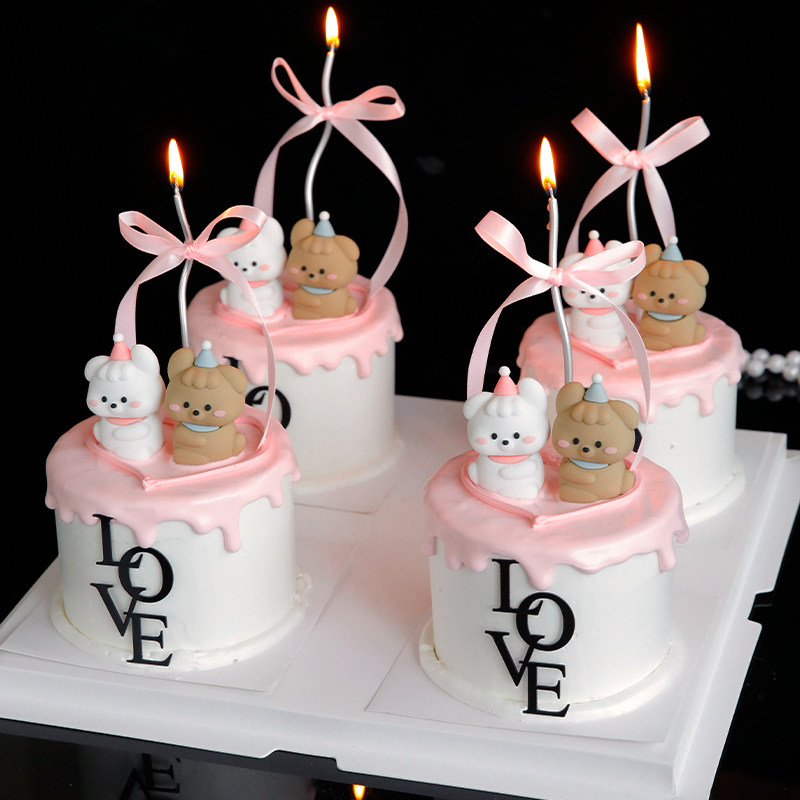 2025情人节蛋糕装饰卡通可爱修狗摆件love亚克力214情侣告白装扮