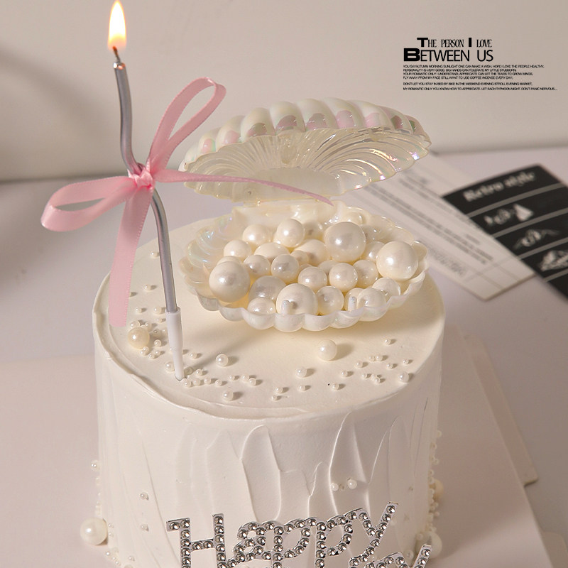 214情人节ins网红简约蛋糕装饰珍珠贝壳摆件女神小仙女装扮插件