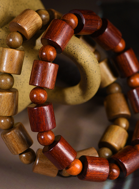 绿檀直桶珠手串檀香异形珠血檀手链结缘佛珠文玩流行男女款