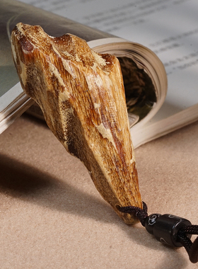 越南芽庄沉香木玉化白棋楠子弹头吊坠文玩挂饰项坠挂件编织绳链