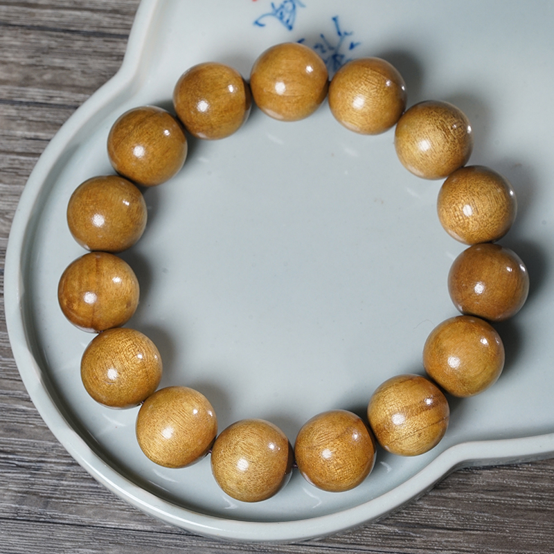金丝楠木佛珠手串黄金底金丝顺纹木串文玩男女款手链把玩手饰 - 图1