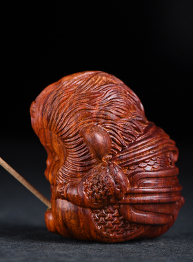 非洲紫檀猕猴便携式卧香插木雕