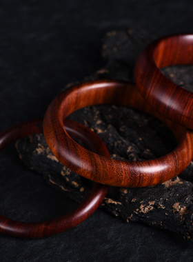玄同赞比亚血檀手镯非洲紫檀木质镯子圆环贵妃镯时尚女款送女士