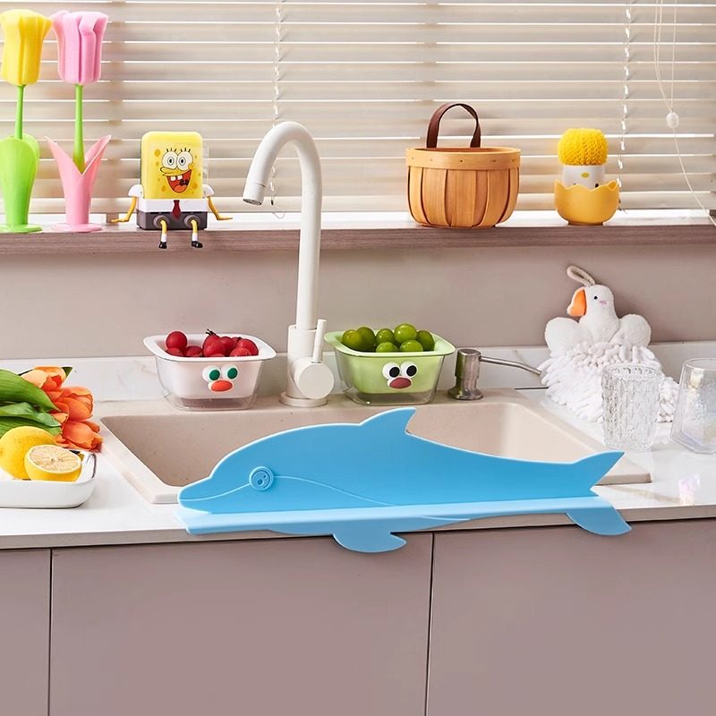 厨房水槽挡水板洗菜盆洗碗水池海豚防溅水板硅胶吸盘式可爱挡水条,淘宝优惠券,粉丝福利购,淘宝优惠卷