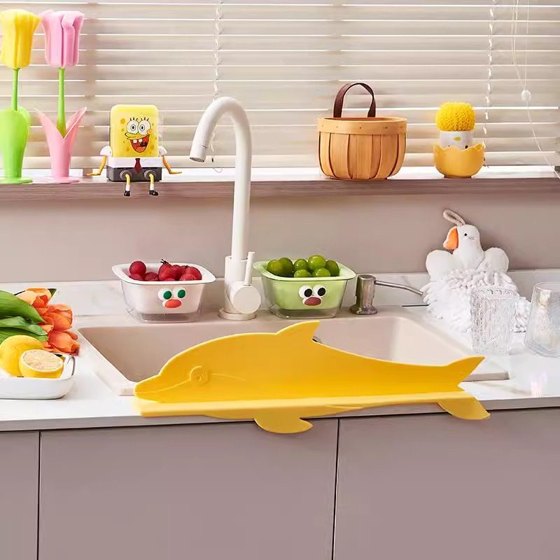 厨房水槽挡水板洗菜盆洗碗水池海豚防溅水板硅胶吸盘式可爱挡水条,淘宝优惠券,粉丝福利购,淘宝优惠卷