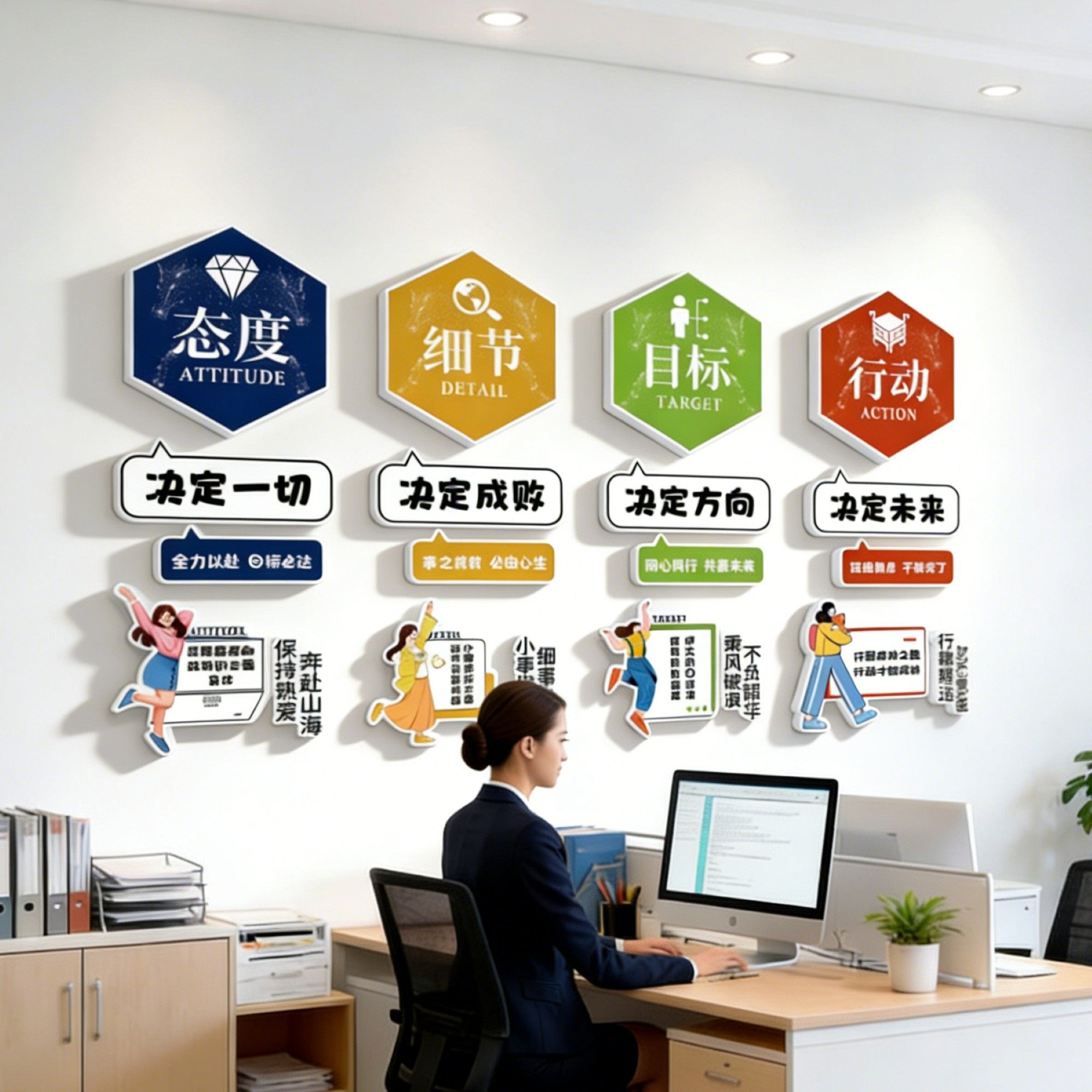 企业文化墙面装饰办公室氛围布置前台公司进门形象墙贴纸励志标语,淘宝优惠券,粉丝福利购,淘宝优惠卷