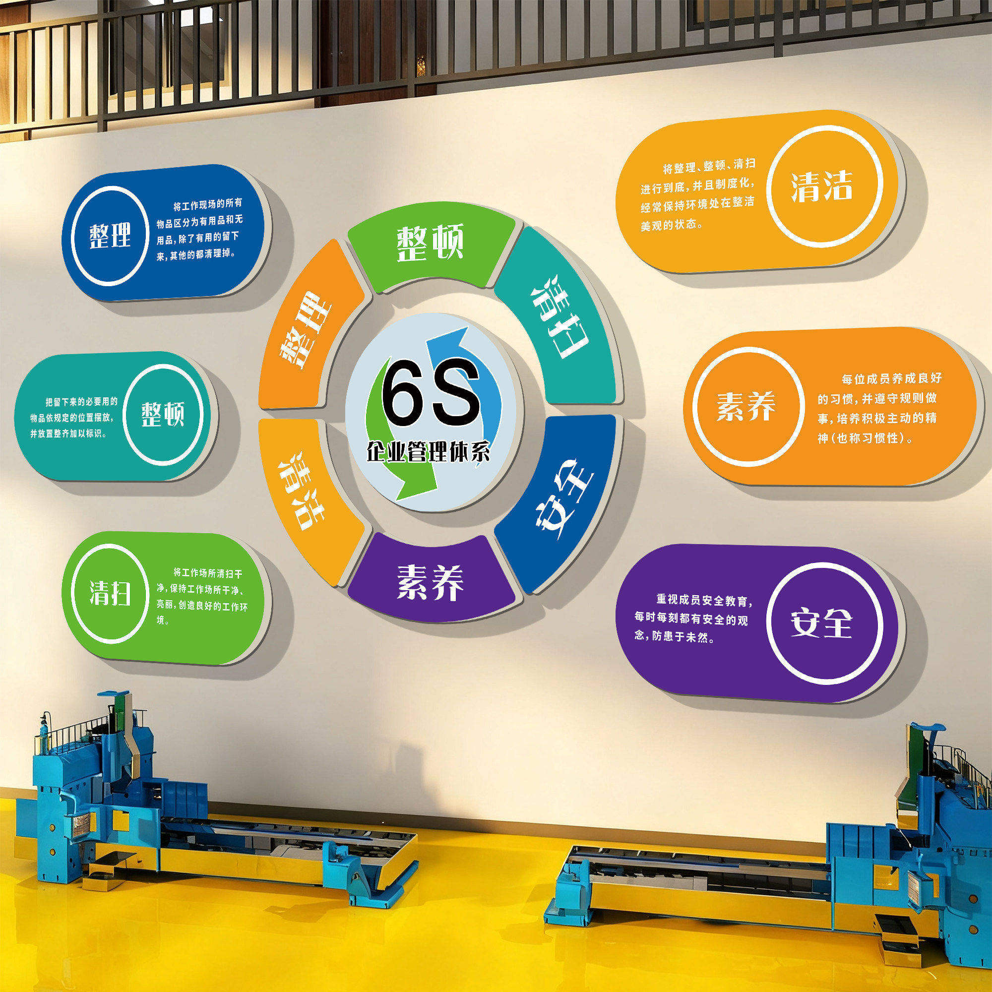 企业6s管理文化墙贴标识牌生产车间安全工厂标语质量品质宣传挂画,淘宝优惠券,粉丝福利购,淘宝优惠卷