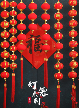 春节小红灯笼串挂饰喜庆室内户外结婚庆用品场景布置过年装饰挂件