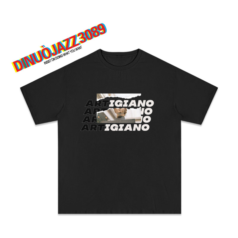 david大卫人像印花拼接短袖风t恤 迪诺爵士T恤