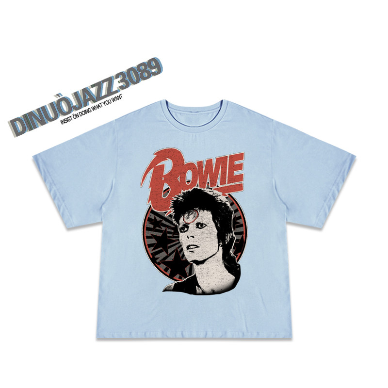 ins高街潮牌david bowie 70 80潮 迪诺爵士T恤