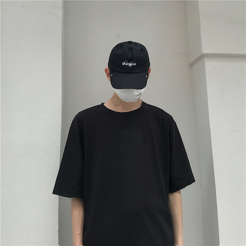 港风宽松纯白色黑色短袖男简约百搭夏季潮流 男士帅气上衣服女 ins 港风宽松纯白色黑色短袖男简约百搭夏季潮流 男士帅气上衣服女 ins