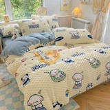 Брендовые демисезонные бархатные антистатические электрические джинсы с начесом, комплект, бархатный пододеяльник, простыня, в американском стиле, 4 предмета