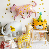 Childrens birthday party decoration set cute animal baby first full moon 100 days tiger balloon aluminum membrane balloon