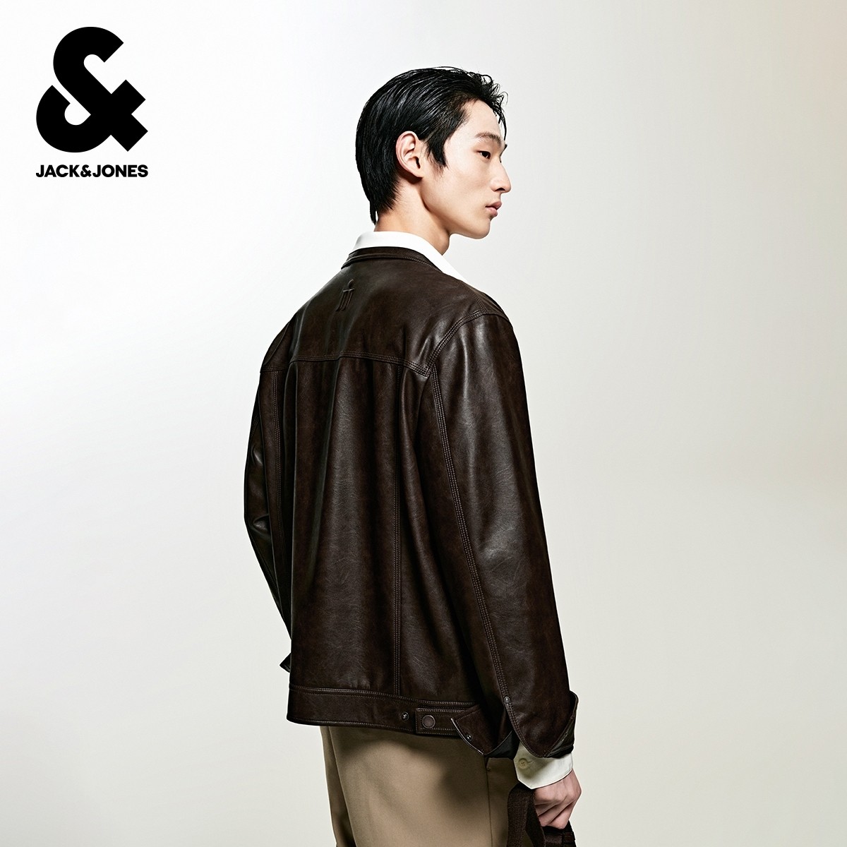 杰克琼斯春季时尚潮领口字母钢印商务休闲舒适翻领PU夹克外套男装,淘宝优惠券,粉丝福利购,淘宝优惠卷