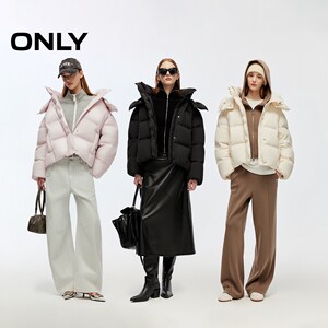 ONLY2025冬季新款可拆卸帽子底摆抽绳90白鸭绒羽绒服女|125423020