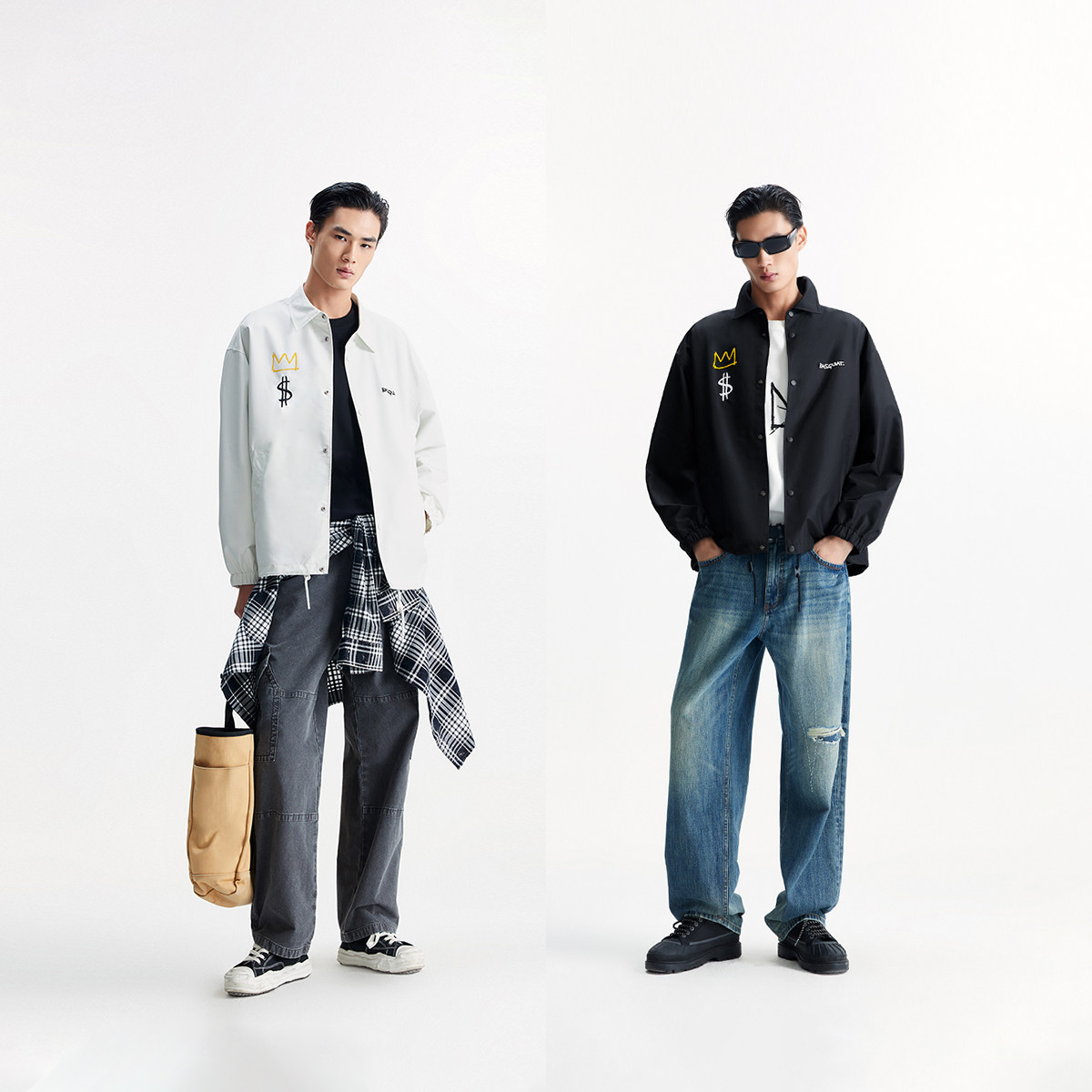 杰克琼斯BSQ联名款冬新款男装皇冠图案休闲宽松翻领夹克外套,淘宝优惠券,粉丝福利购,淘宝优惠卷