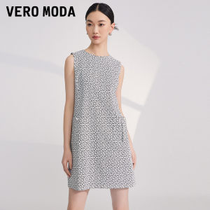 VeroModa2023早春新款通勤OL字母簡約無袖短款連衣裙32227A009女