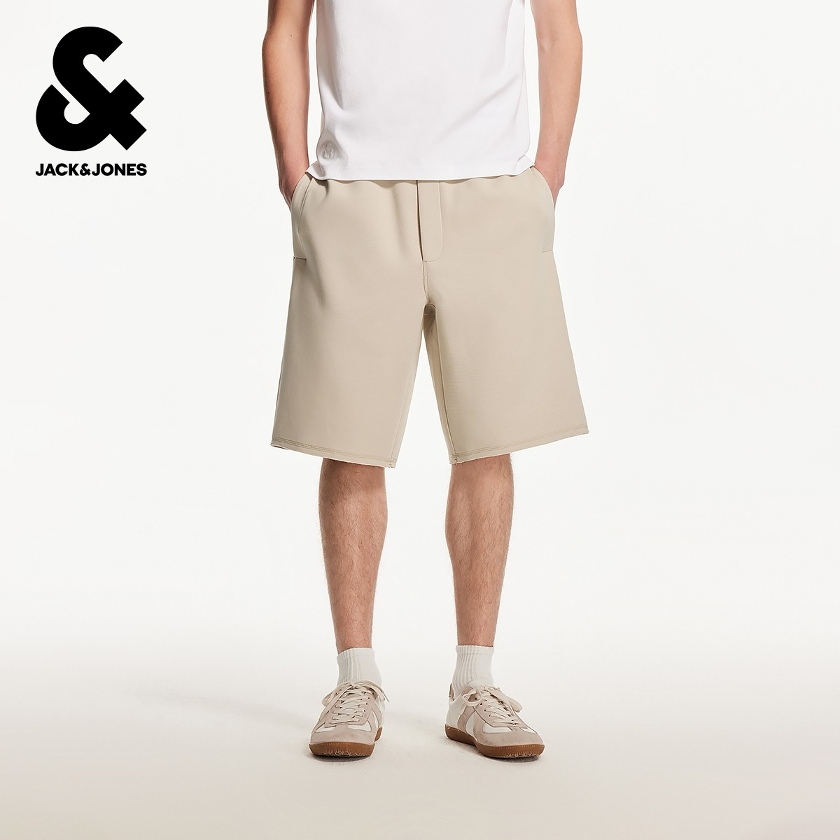 杰克琼斯男装冬新款潮时尚百搭纯色字母刺绣抽绳腰宽松休闲短裤,淘宝优惠券,粉丝福利购,淘宝优惠卷